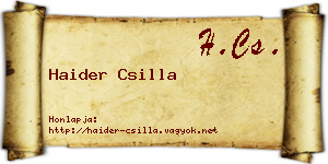 Haider Csilla névjegykártya